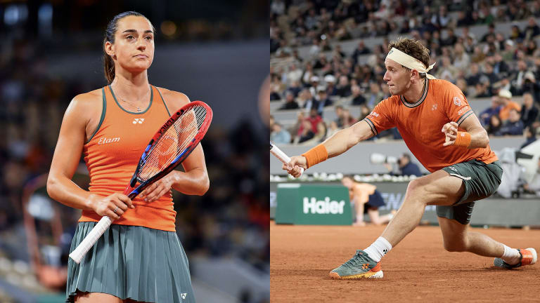 Ostatak Tima Yonex, uključujući Garsiju i Ruda, viđen je kako nosi parisku kolekciju brenda 2024– što je podgrejalo spekulacije da je Rajbakin izgled mogao da bude prilagođen.