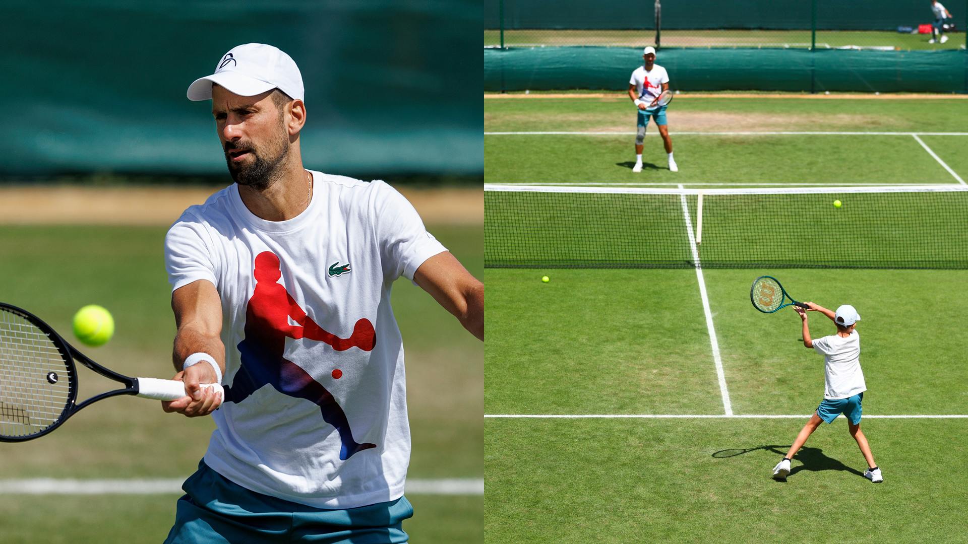 FOTOGRAFIJE: Novak Đoković se zagreva sa sinom Stefanom pred meč na Vimbldonu