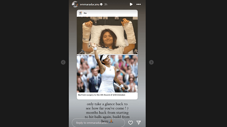 Raducanu je u ovom Instagram storiju gledao pozitivno.
