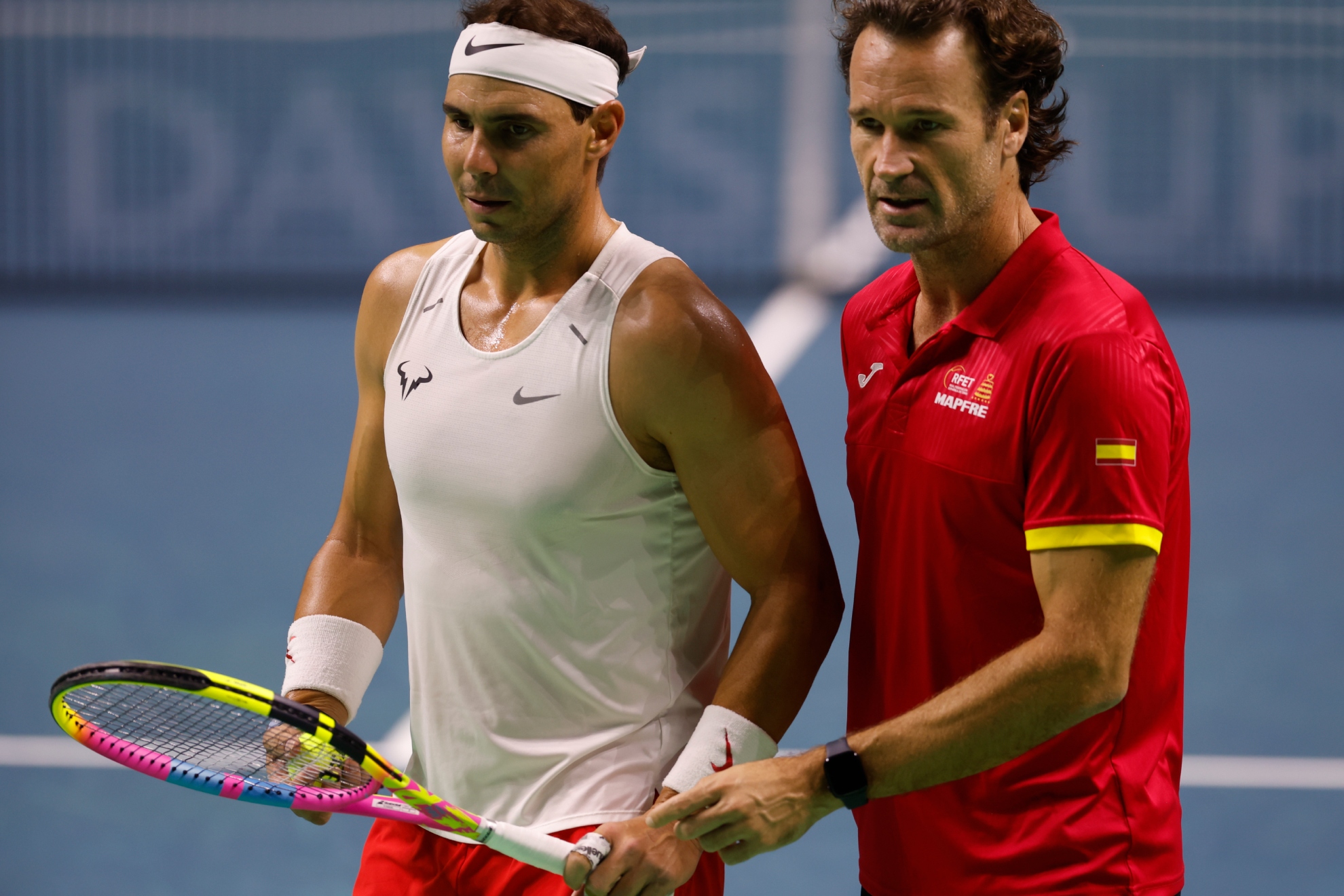 Nadal i Moia tokom treninga.