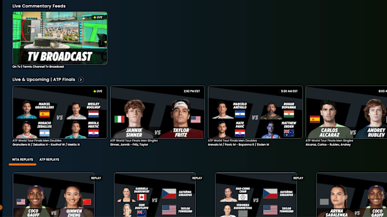 Gledajte prenos Tennis Channel-a, izaberite uživo i predstojeće mečeve, ili pogledajte reprize onoga što ste možda propustili - ili želite da vidite ponovo.