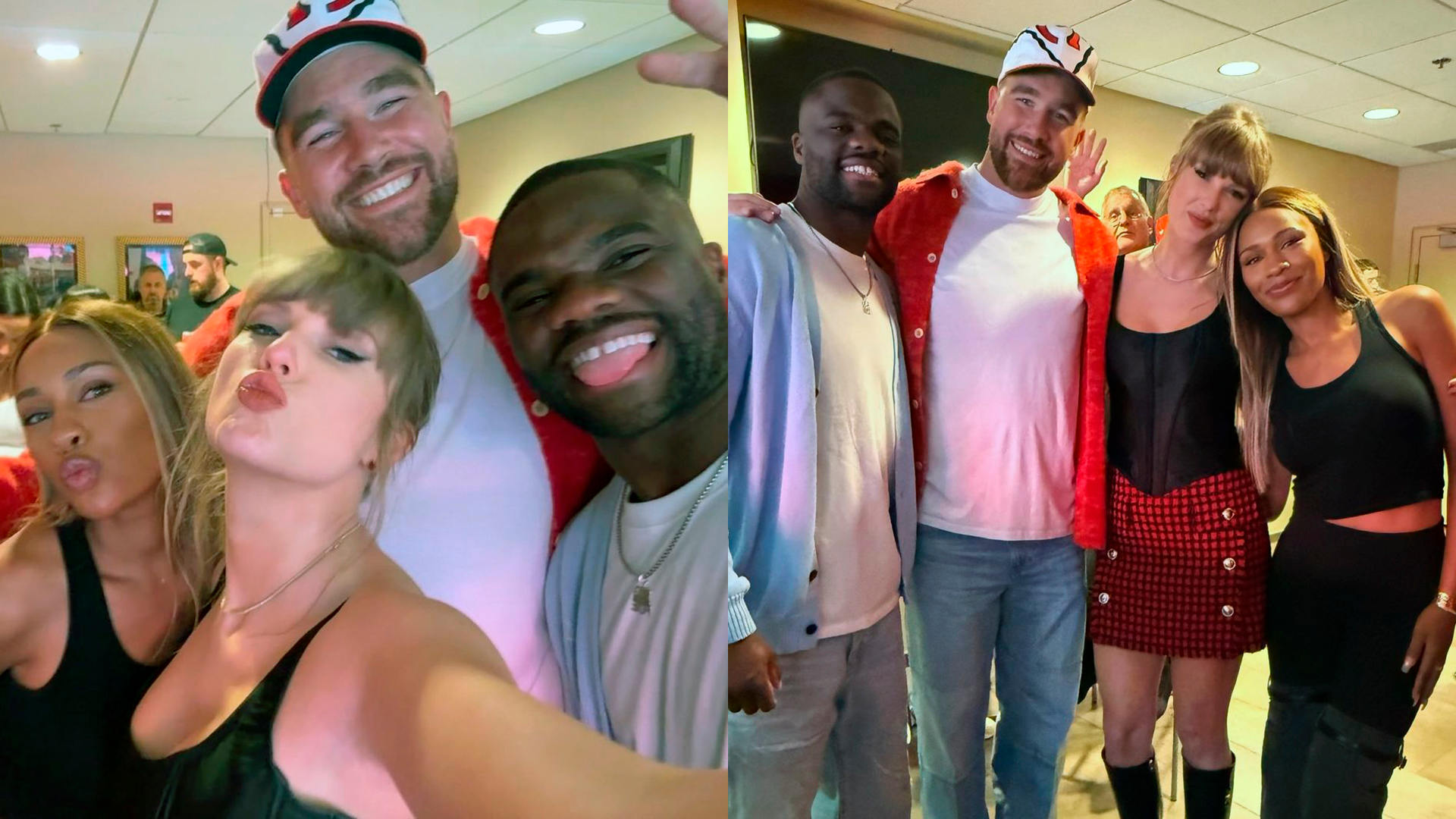Tejlor Svift snima selfije sa Frances Tiafoe, Aian Broomfield na utakmici Chiefs