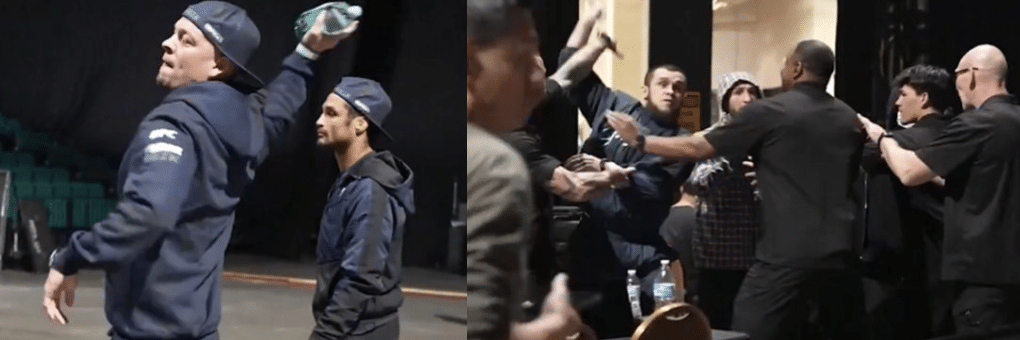 Nate Diaz baca flašu vode na tim Islama Makhacheva