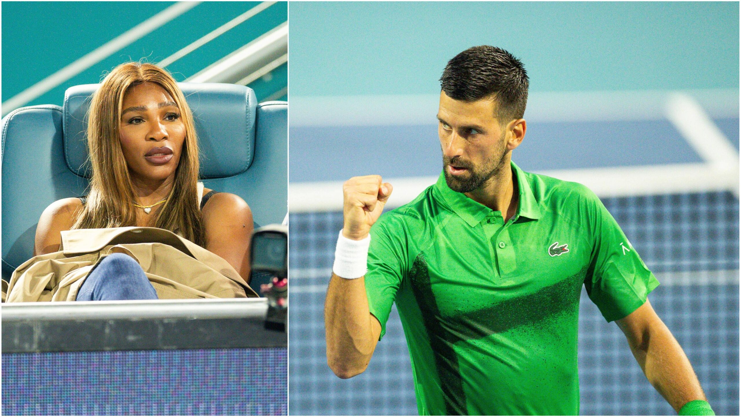 Novak Đoković osvetljava Majami Open kao Serena Vilijams, Huan Martin del Potro gledaju na