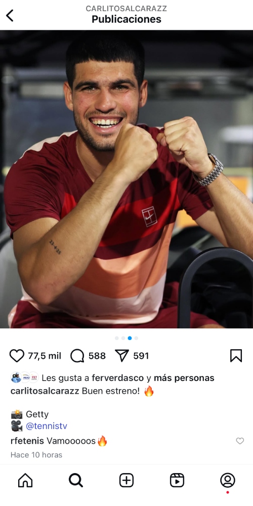 Alcarazova poruka na instagramu.