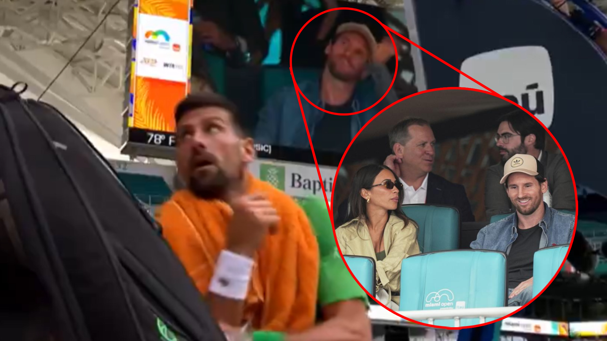 Novak Đoković, gledajući Lea Mesija na video semaforu.