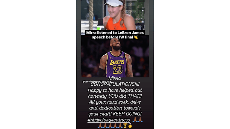 Lebron je bio efuzivan u svojim pohvalama Andreeve nakon njene pobede na BNP Paribas Openu (@kingjames / IG).