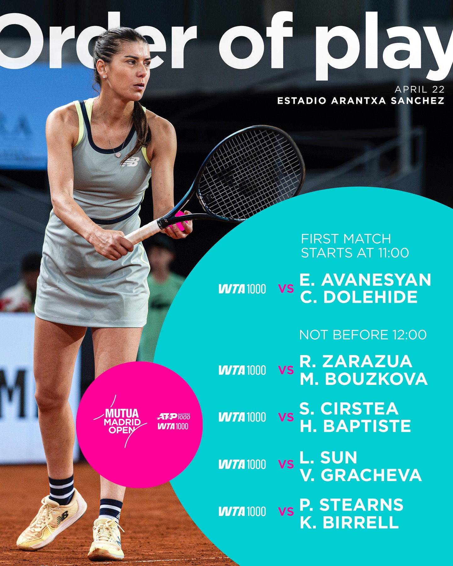 Utakmice 22. april Mutua Madrid Open.
