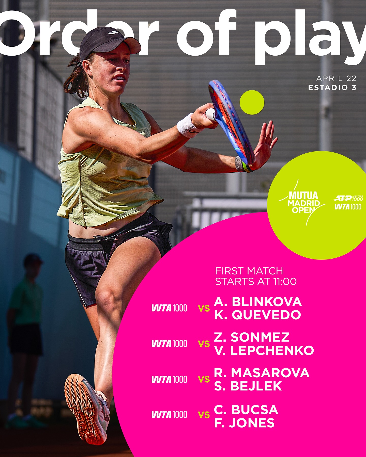 Utakmice 22. april Mutua Madrid Open.