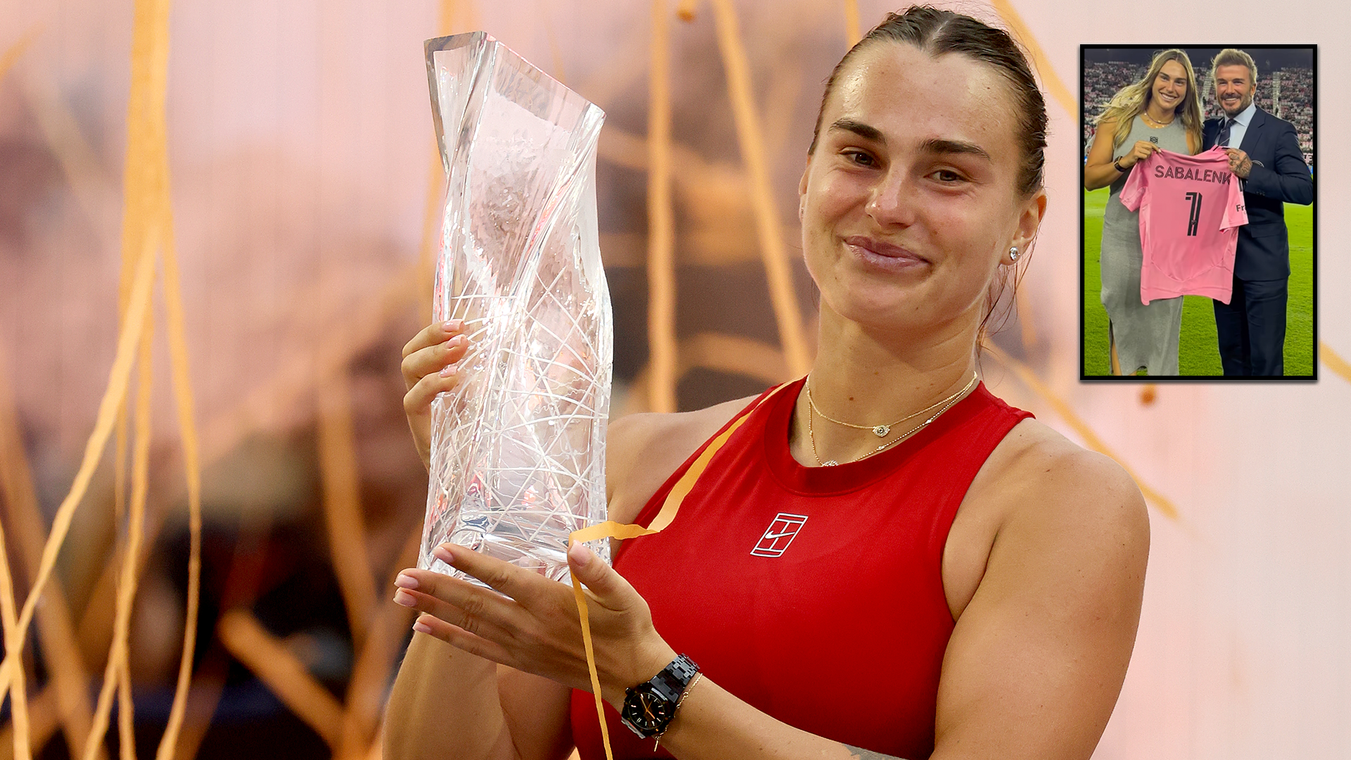 Arina Sabalenka upoznaje Davida Beckhama na fudbalskoj utakmici u Majamiju