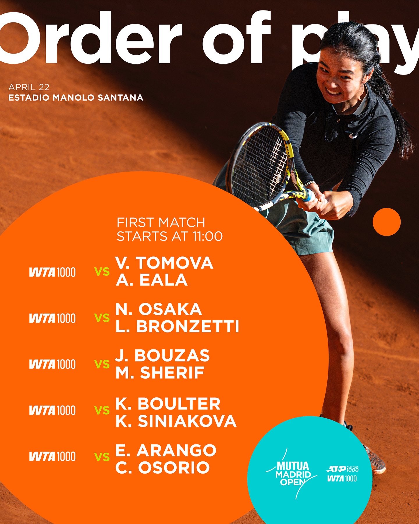 Utakmice 22. april Mutua Madrid Open.