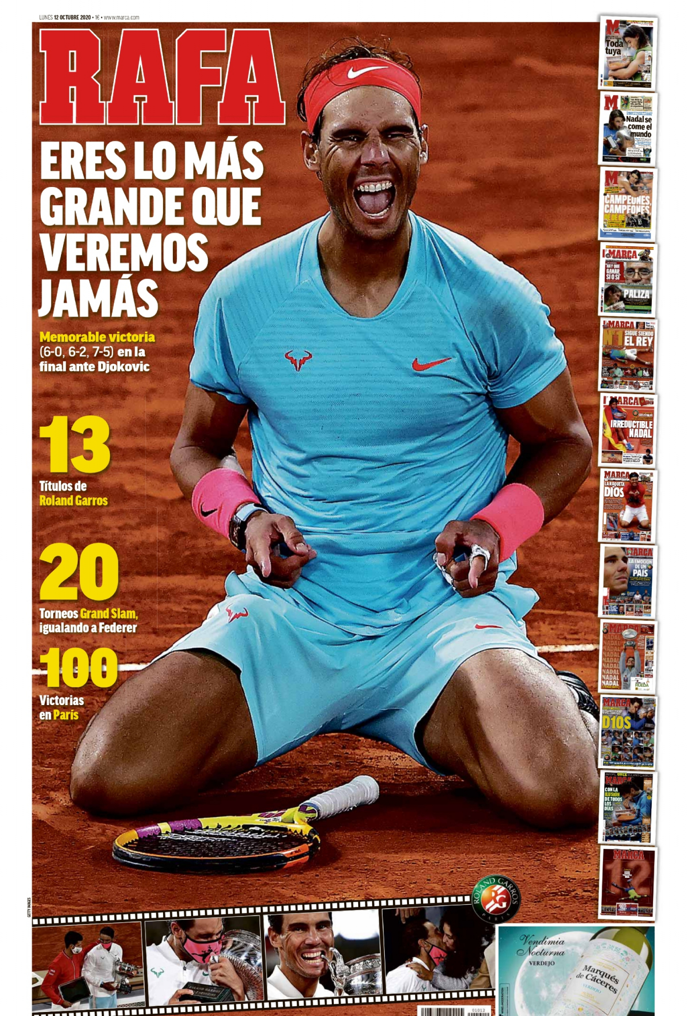 Rafa Nadal uništio Đokovića u finalu, 12+1 Rolan Garos titule, 20 majora i 100 pobeda