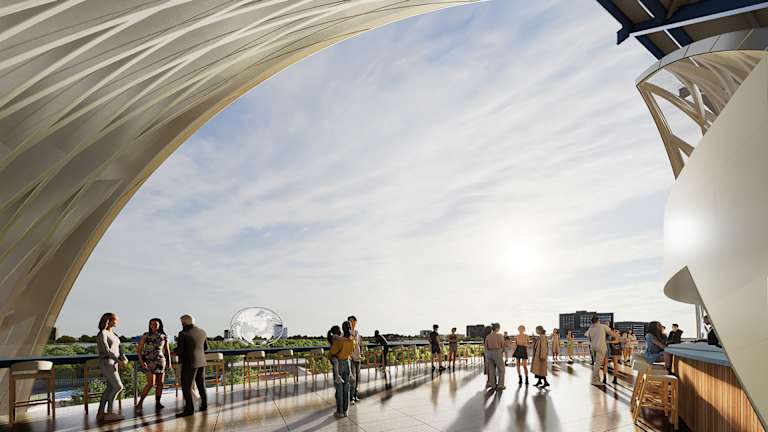 Nadogradnje uključuju novu, ekspanzivnu šetalište na Ashe sa javno dostupnim premium barom sa pogledom na Fountain Plaza i Unisphere.