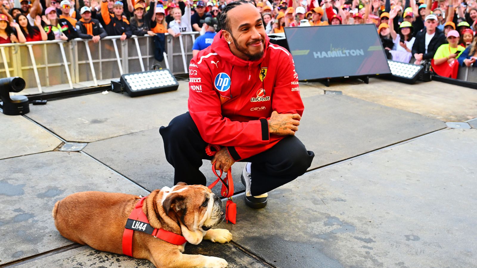 Lewis Hamilton with Roscoe at this year