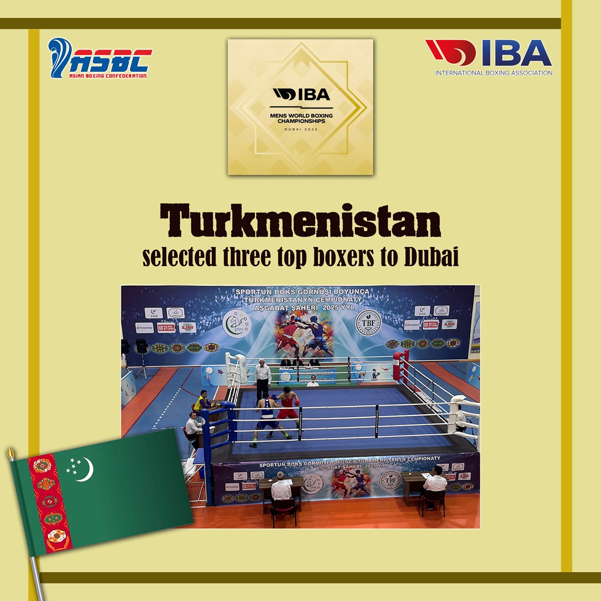Turkmenistan je izabrao tri vrhunska boksera na Dubai IBA Men's Elite World Boxing Championships