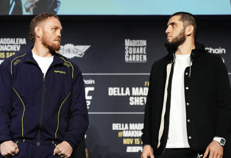 Della Maddalena i Makhachev gledaju dole na Final Presser