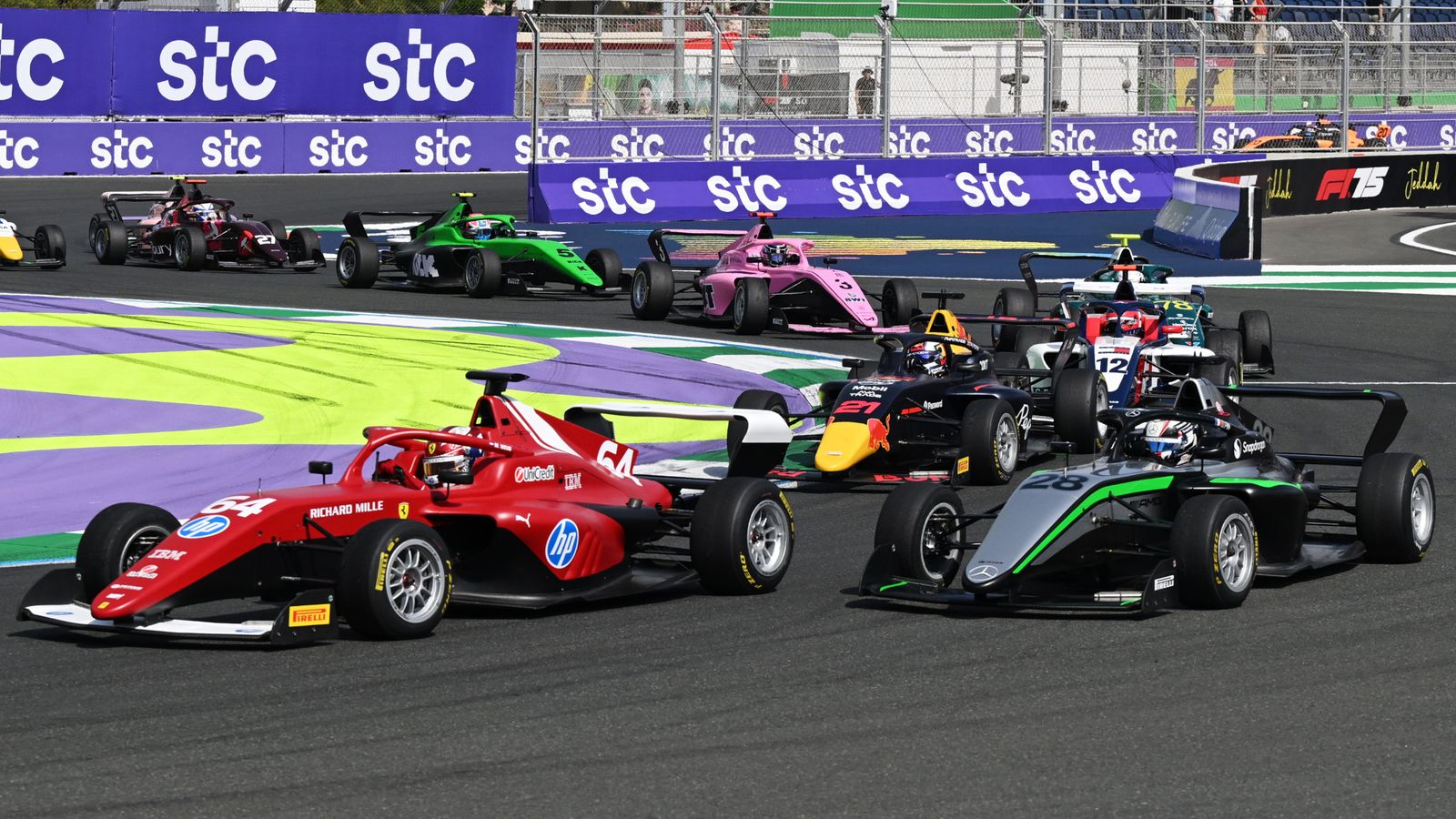 Maya Weug and Doriane Pin battle for the lead of an F1 Academy race