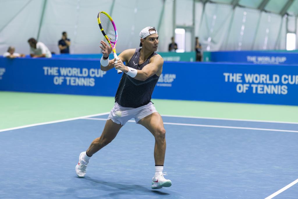 Rafa Nadal na treningu za pripremu za Dejvis kup u Malagi 2024.