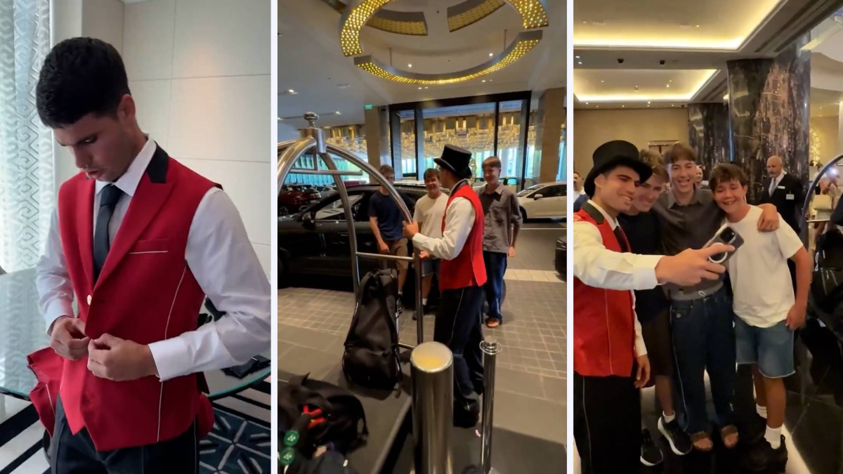 Alkaraz se pretvara da je portir u hotelu Crovn Tovers u Melburnu