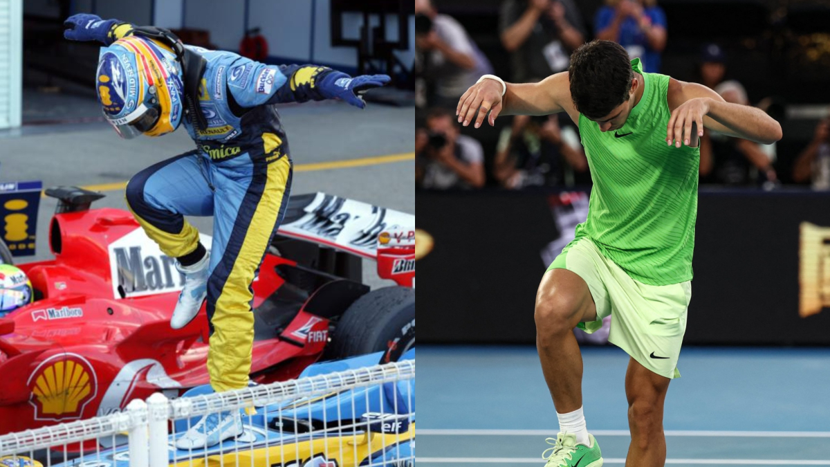 Alkarazova počast Alonsu u njegovoj proslavi... Sa "dizalicom"