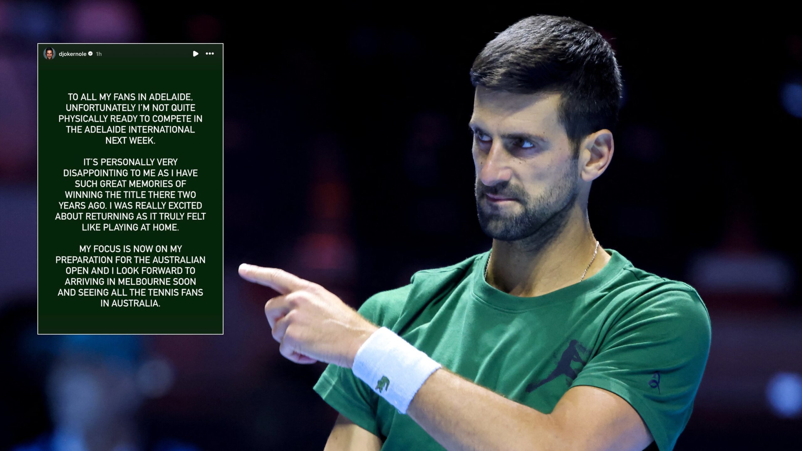 Novak Đoković se povlači iz Adelaide: "Nije sasvim fizički spreman"