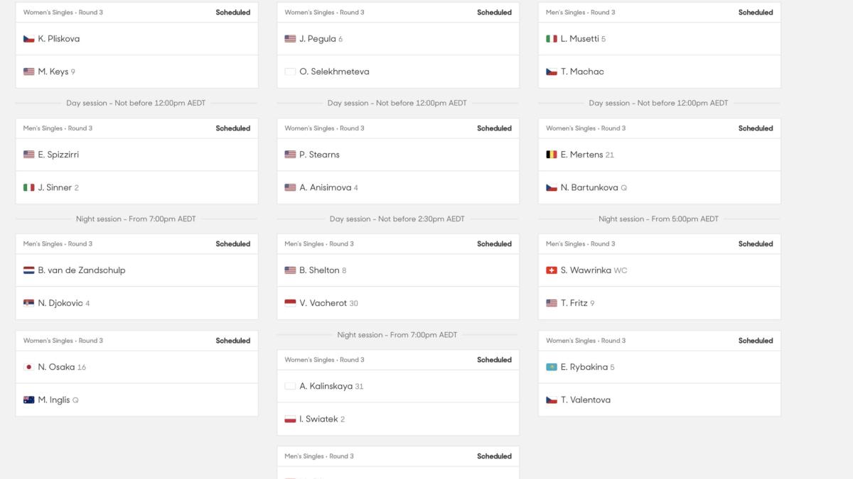 Otvoreno prvenstvo Australije pomera početak subotnjeg dana za pola sata zbog ekstremne vrućine