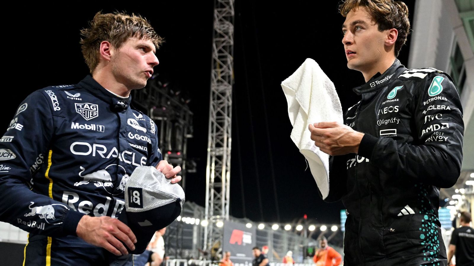 Max Verstappen and George Russell