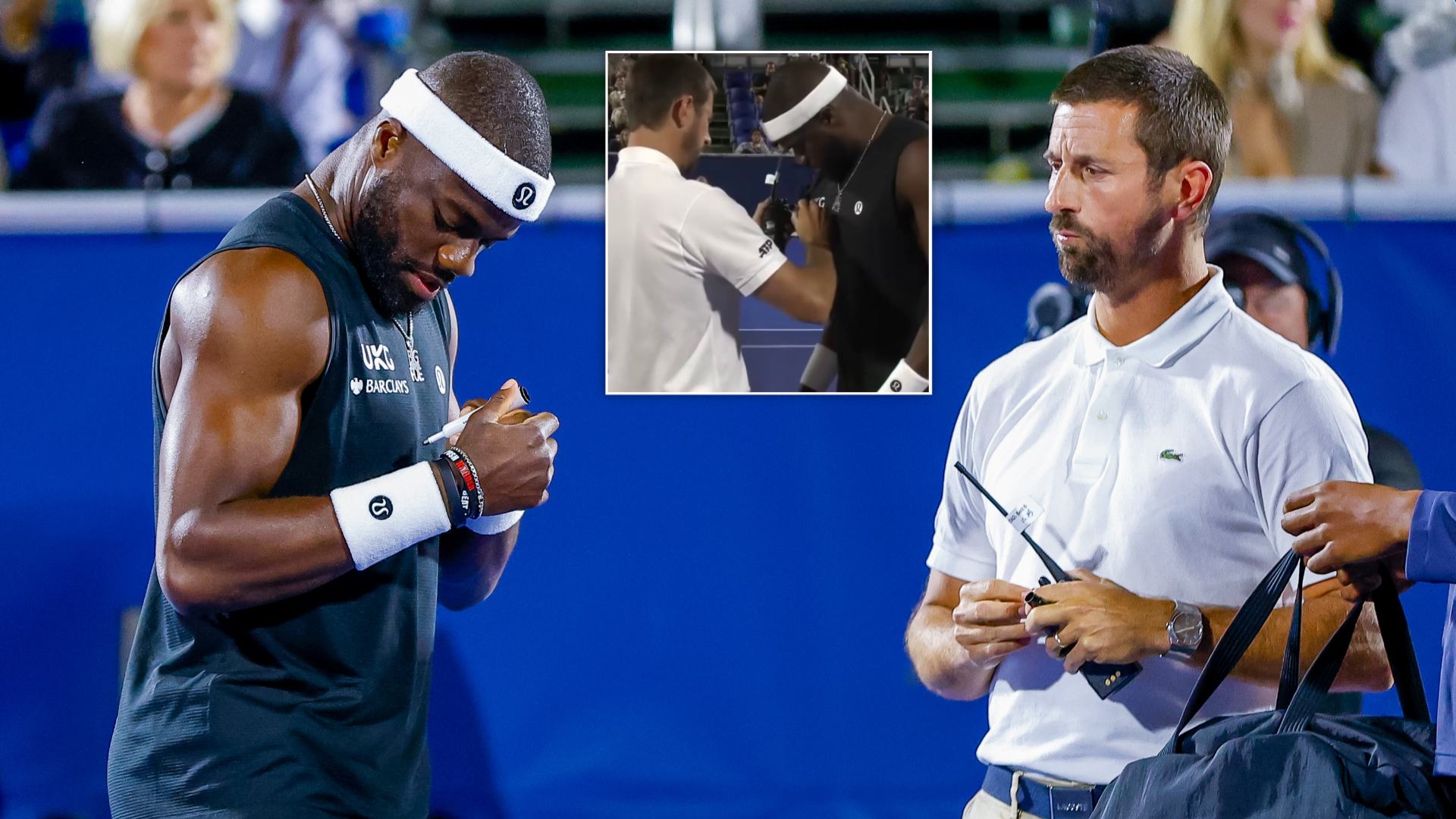 Frances Tiafoe primoran da zatamni sponzor logo pre Delrai Beach utakmice