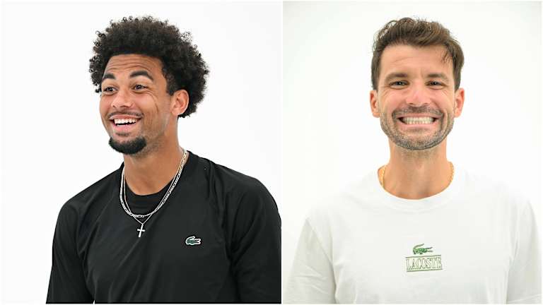 Lacoste ambasadori Arthur Fils i Grigor Dimitrov doneli vibracije i velike osmehe na set.