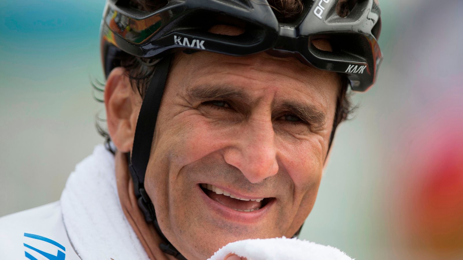Alex Zanardi, smiles after winning the silver medal in the men