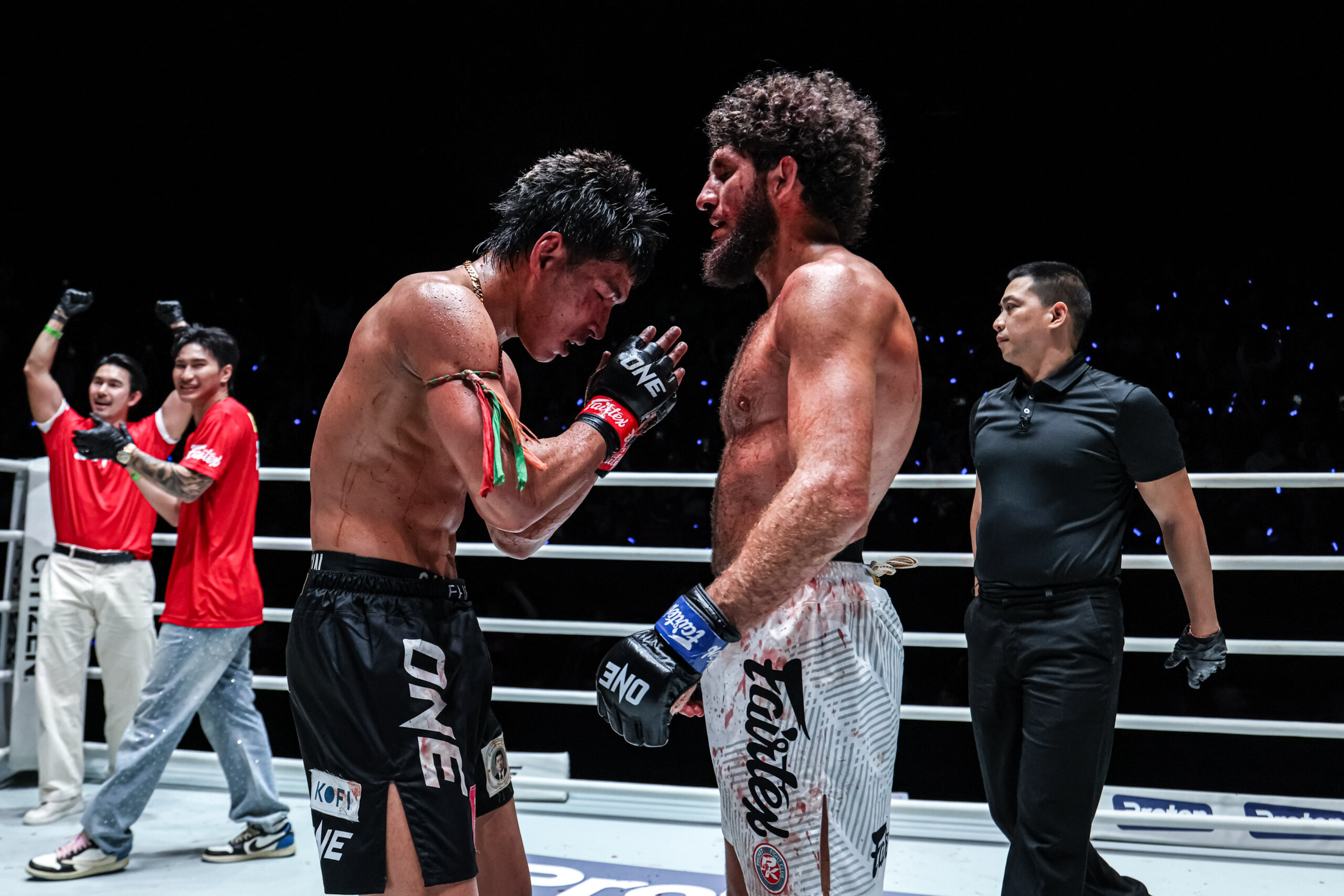 Yod IQ Or Pimolsri shows respect to Kiamran Nabati after their battle at The Inner Circle