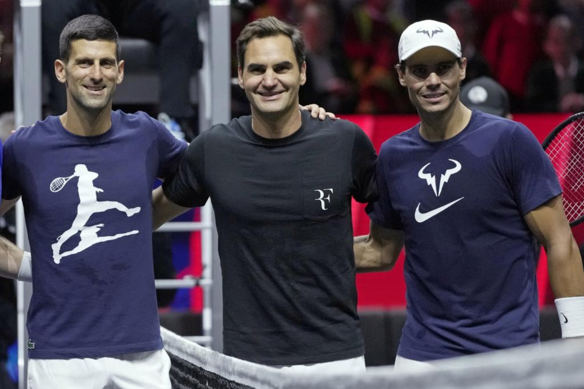 Djokovic, Nadal y Federer durante la Laver Cup 2022.