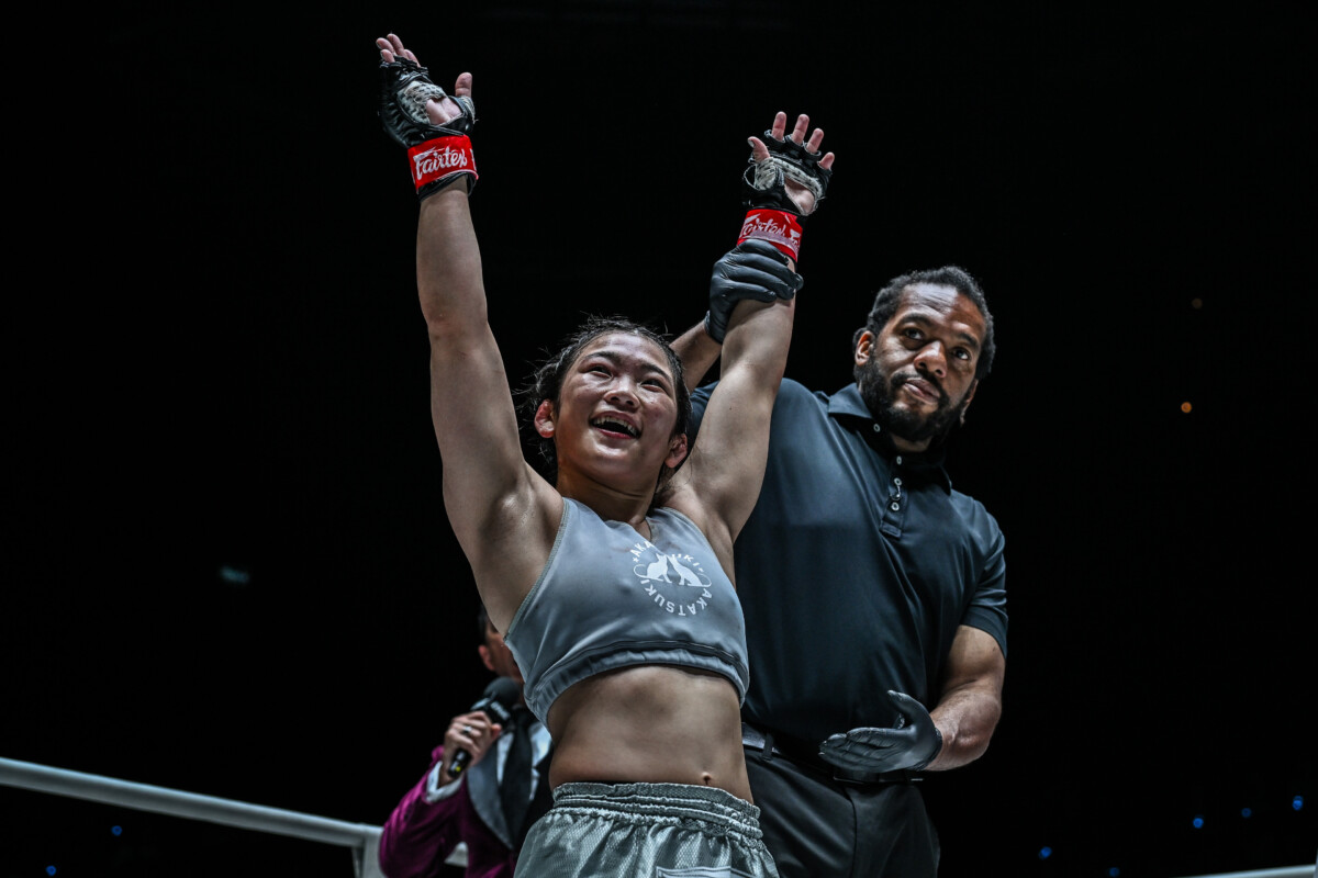 Chihiro Sawada gets her hand raised against Noelle Grandjean at ONE Fight Night 22.